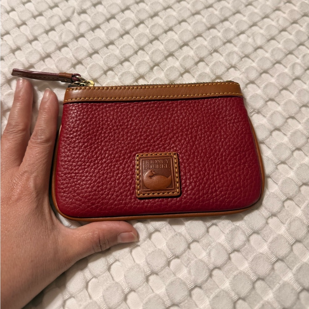 Dooney & Bourke Red and Tan Leather Coin Purse